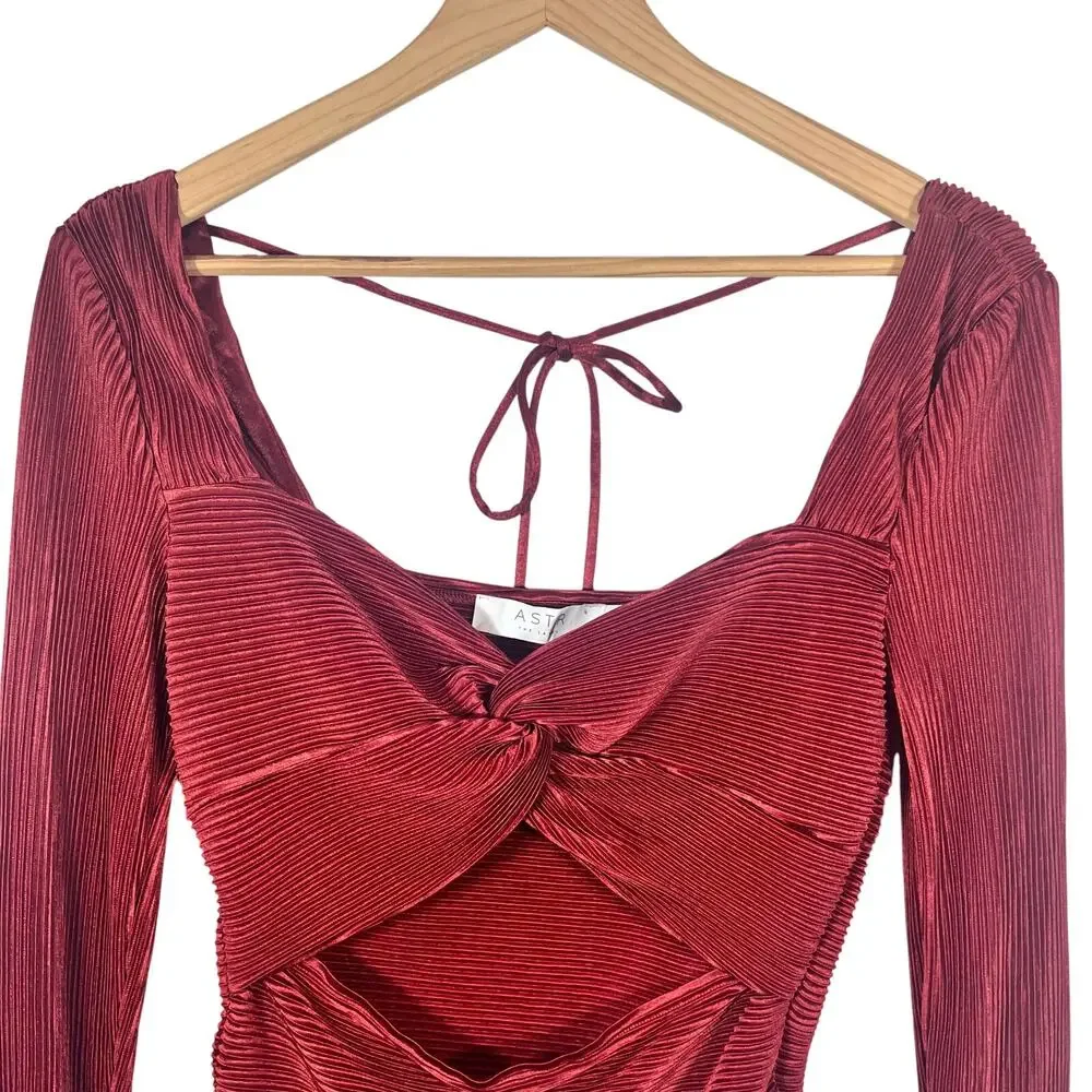 Astr The Label Plisse Cut Out Twist Bust Top Brick Color Size Medium